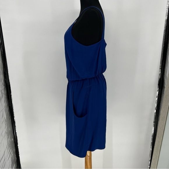 Amanda‎ Uprichard Cobalt Blue Button Front silk Dress - Picture 7 of 14